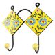 Ceramic Floral Tile Hook in Yellow